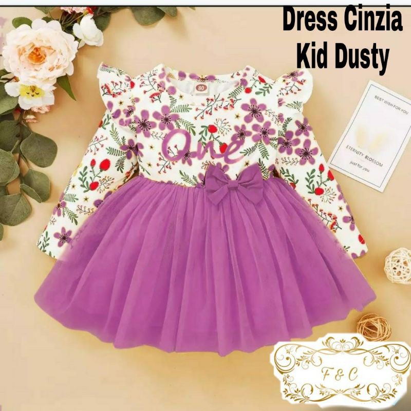 Gaun ulang tahun/ Dress CINZIA kid Size S M L / Dress anak perempuan terbaru bahan babyterry usia 3-5thn