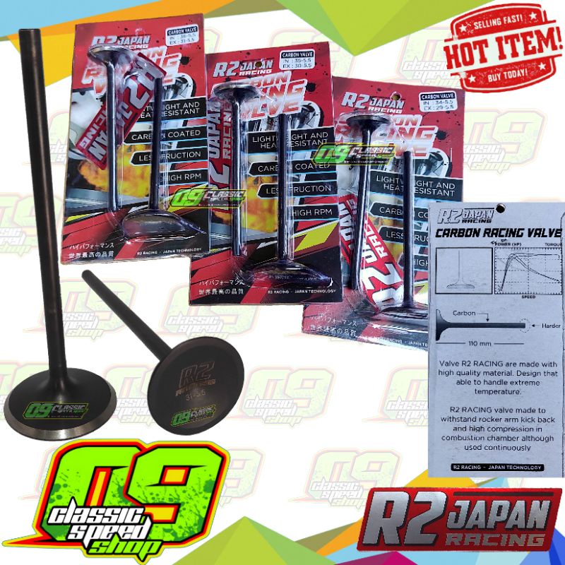 klep R2 Japan Racing daun klep 34 29 klep 35 30 klep 36 31 Batang 5 n 5,5 5.5 R2 Japan original