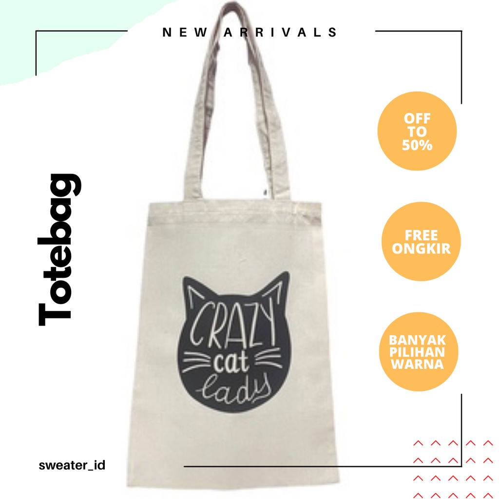 Totebag kanvas sablon Broken white