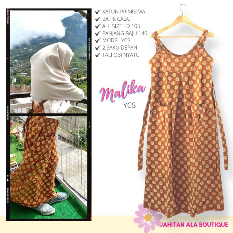 MALIKA - Overall Batik Wanita - Baju Monyetan Longdress Size Fit XL