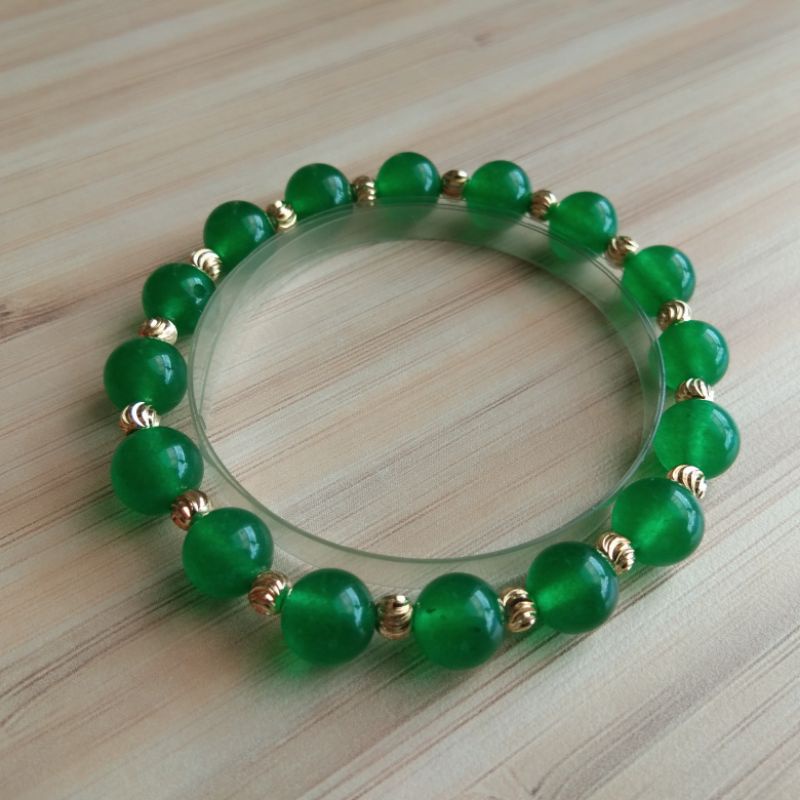 18k..Gelang Batu Giok Variasi Batas Gelang Full 18k