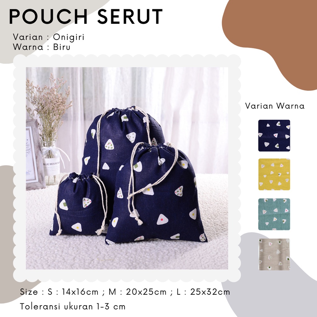 Pouch Serut Motif Onigiri / Serbaguna / Souvenir / Eco Friendly / Hampers