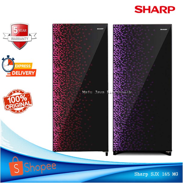 Kulkas 1 Pintu SHARP SJ 165 MG GR/GB Shine Glass Door( Pintu Anti Gores ) 133 Liter Low Watt