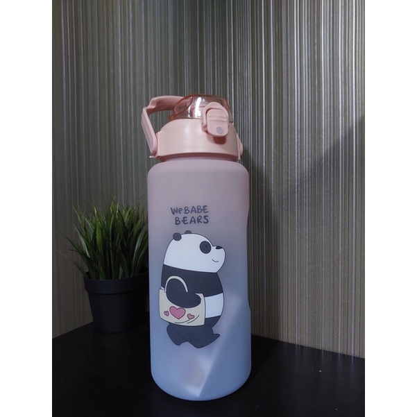 Botol Minum Gradasi / Motifasi 2L Motif Beruang Free Sticker 2D &amp; 3D - Botol Motifasi