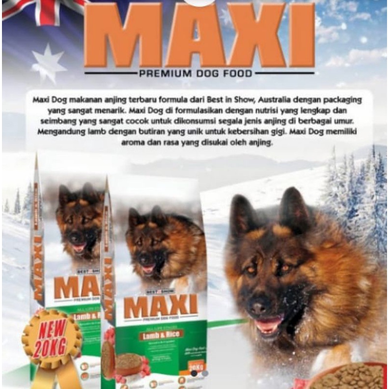 Makanan Anjing MAXI DOG rasa lamb&amp;rice 20kg (khusus gojek grab)