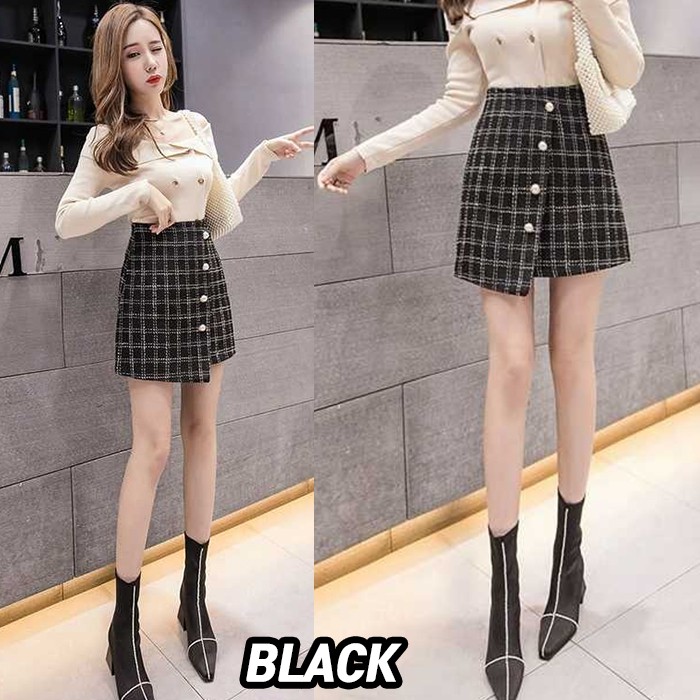 8937 Nayoung Tweed Skirt/Rok Autumn/Rok Pendek/Rok kerja / Roktweed/Rok Korea Skirt