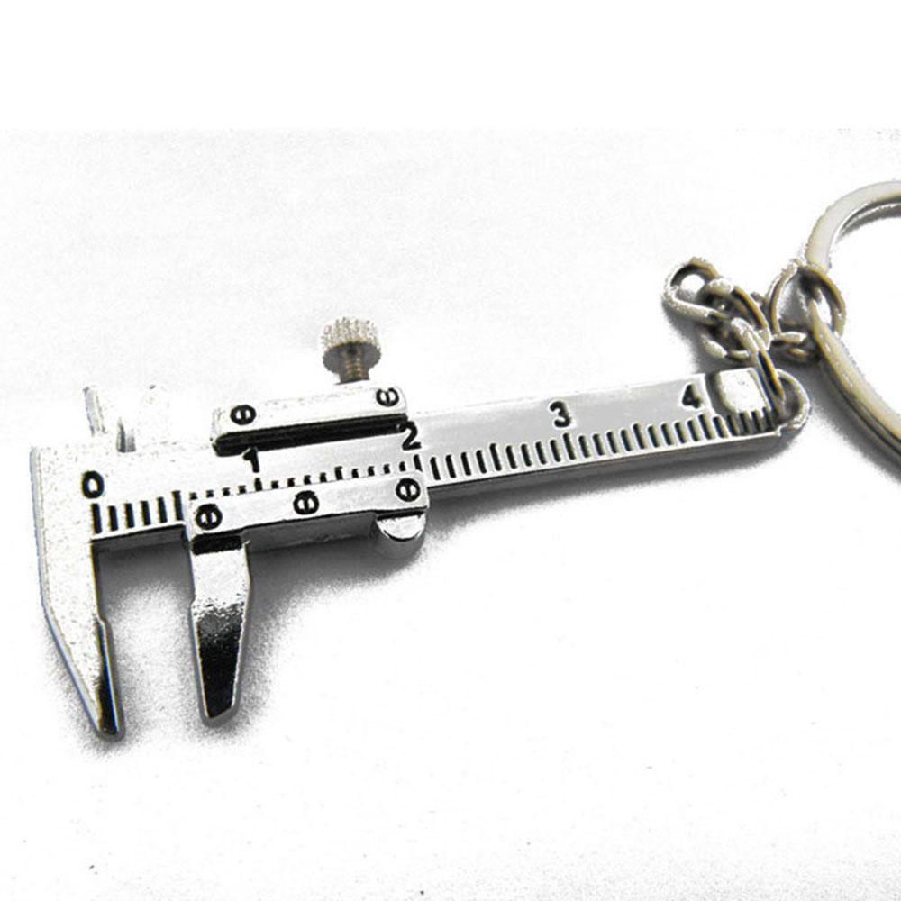 Needway Vernier Caliper Key Chain Fashion Klasik Perak Hadiah Ulang Tahun Liontin Penggaris Model Perhiasan Tempat Kunci