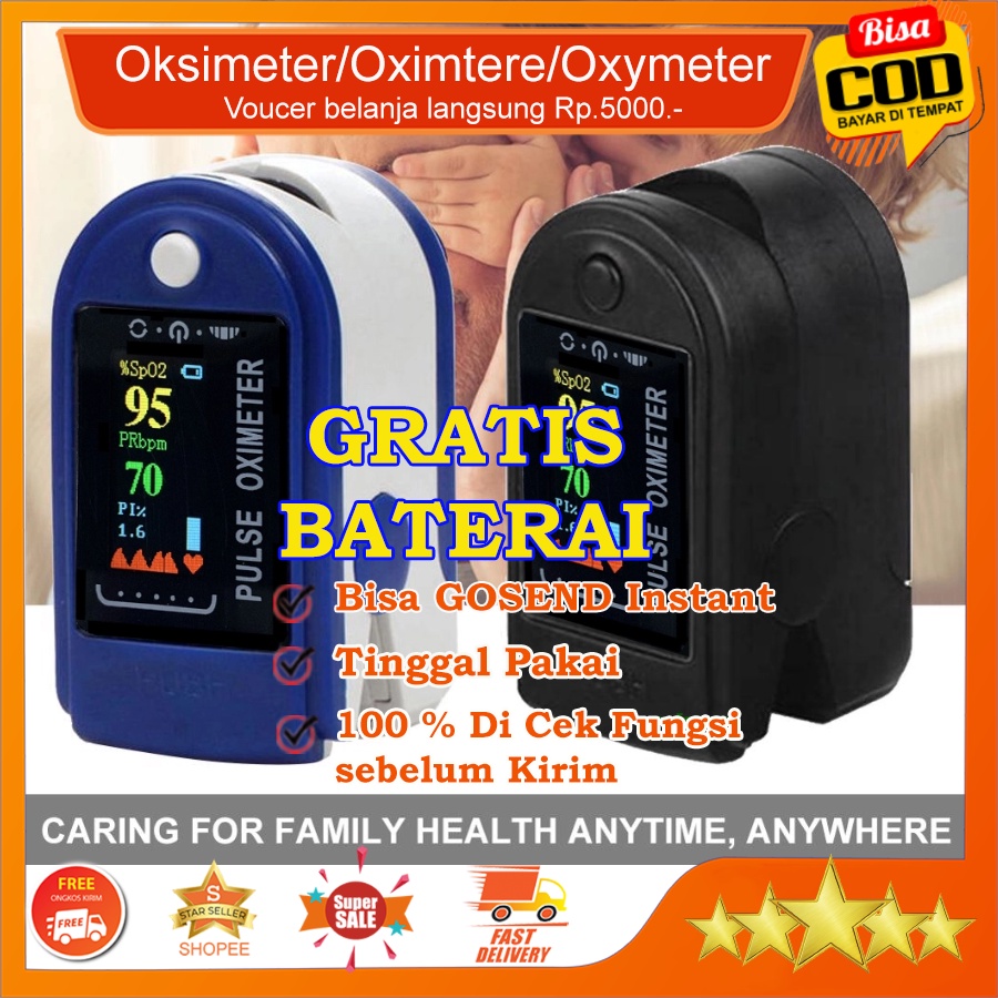 fingertip pulse oximeter alat ukur kadar oksigen darah & detak jantung/pengukur kadar oksigen darah