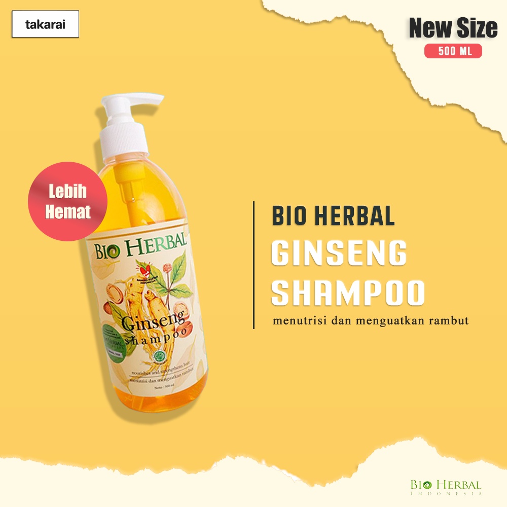 Takarai 500ml Shampo Ginseng Bio Herbal New Size dengan Ginsenosida Memberi Nutrisi Ekstra untuk Akar Rambut Tumbuh Lebih Kuat dalam 7 hari - ORIGINAL BPOM