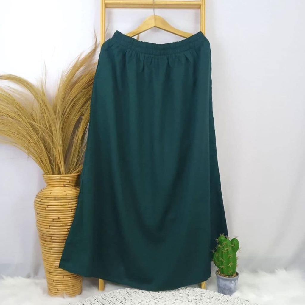 ROK SUPER JUMBO MOSCREPE BIGSIZE - LP 150 CM -  BB 100 KG KEATAS - BISA COD - BUMIL - BAHAN NYAMAN-HIJAU TUA