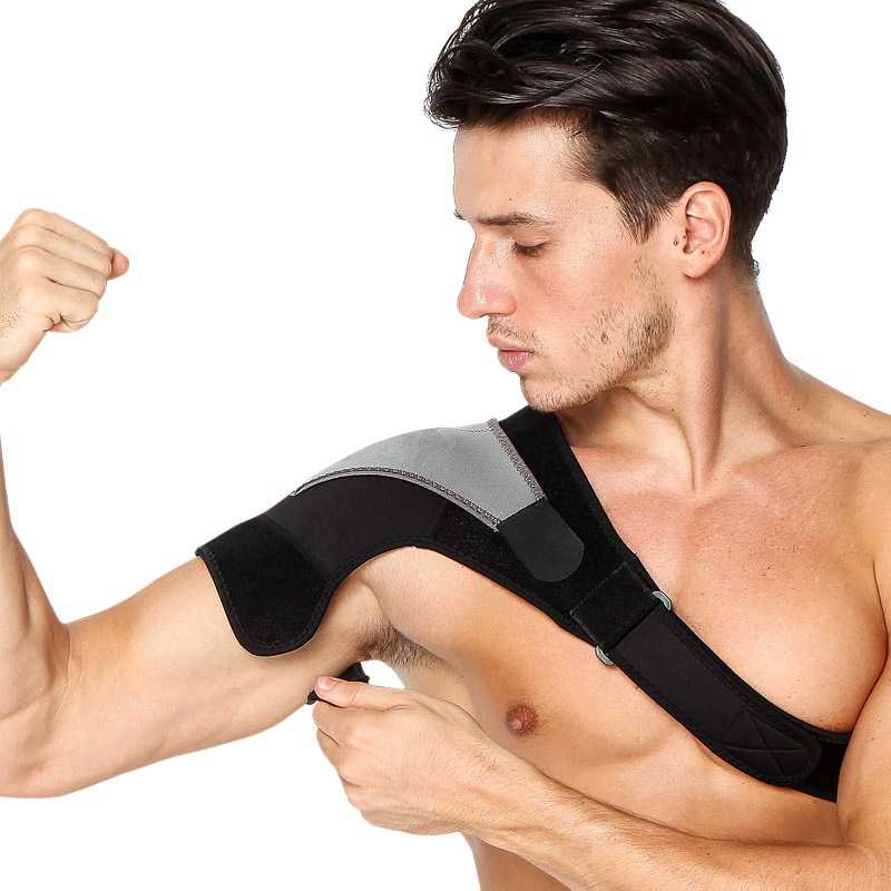 Shoulder Support Brace Guard Wrap Belt Fitness / Penyangga Penopang Penahan Bahu Tangan Kanan Kiri Cedera Patah Tulang Bungkuk Pasca Operasi Shoulder Olahraga Pria Wanita / Deker Pelindung Bahu Tangan Cedera Olahraga Kanan Bulutangkis Gym Futsal Lp Ninja