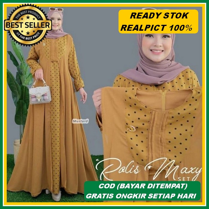 Gamis Dress Isyana Midi Bahan Rayon Viscouse Terlaris Adem Tebal Halus Nyaman Jumbo M L Xl Xxl Xxxl 