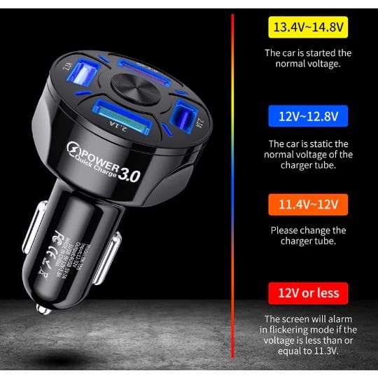 Fast Charger Mobil Quick Car Charger Casan Mobil Qualcomm 3.0 QC348 Maerknon Car Charger Mobil USB 3 Port 2.1A + 1 Port QC3.0 18W - BK-358