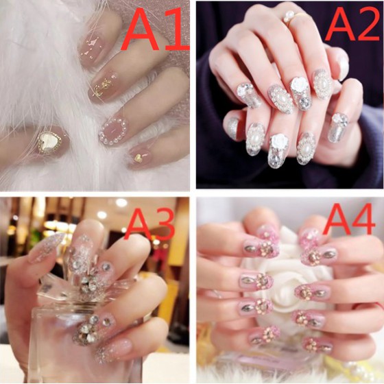 【COD】FLID 24pcs Kuku Palsu 3D Nikah Wedding False Fake Nail Nails Nailart Pengantin Tangan