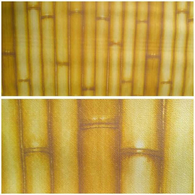 Wallpaper stiker motif bambu coklat