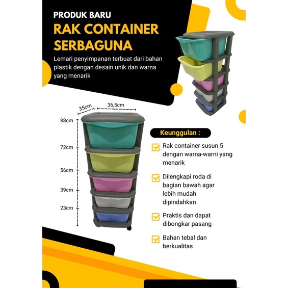 Rak container 5 Susun serbaguna / rak multifungsi susun 5