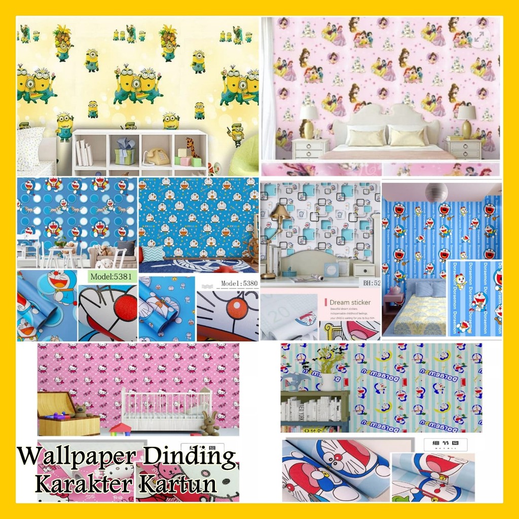 Wallpaper dinding kamar murah 45 cm x 10 meter kartun