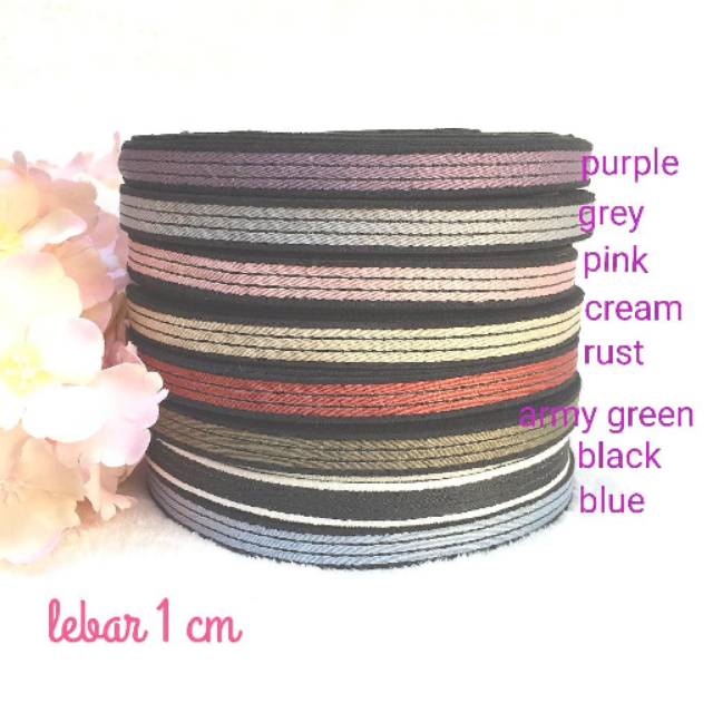 Pita keras Garis  Hitam Lis 1 cm per yard (90 cm)