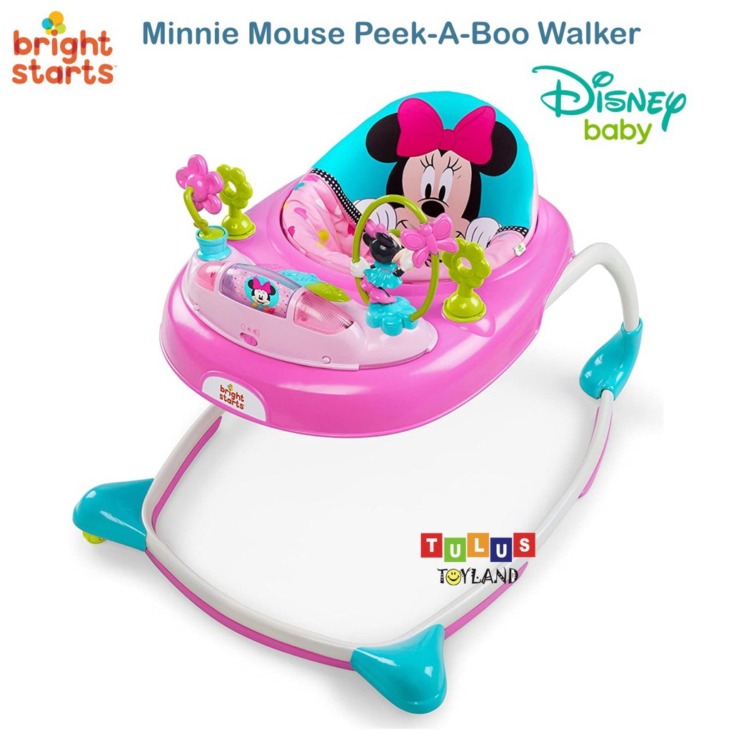 Bright Starts Minnie Mouse PeekABoo Walker Disney Baby mainan belajar jalan alat bantu berjalan bayi
