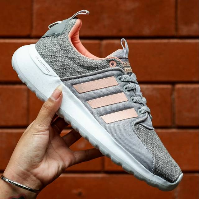 SEPATU OLAHRAGA WANITA - ADIDAS LITE RACER " GREY ORANGE " ORIGINAL