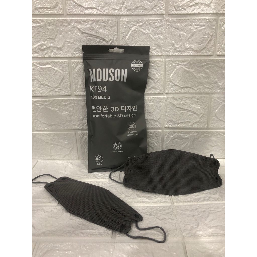 MASKER KF94 MOUSON ISI 10PC Masker KF 94 4ply Masker 4D EVO isi 10pcs-KF94 MSN GREY 10pc