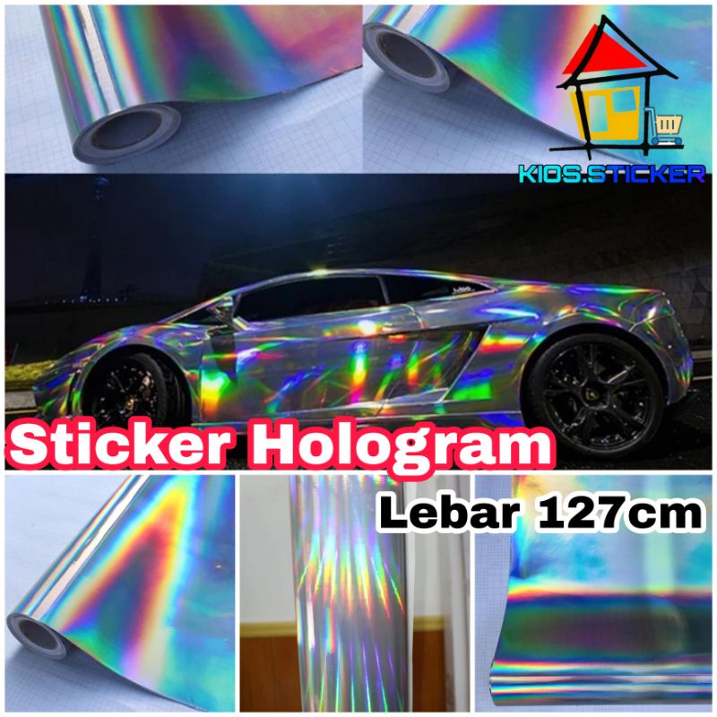 Stiker Skotlet Hologram Silver Lebar 127cm Skotlet Motor Hologram Pelangi Sticker Laser Hologram Mob