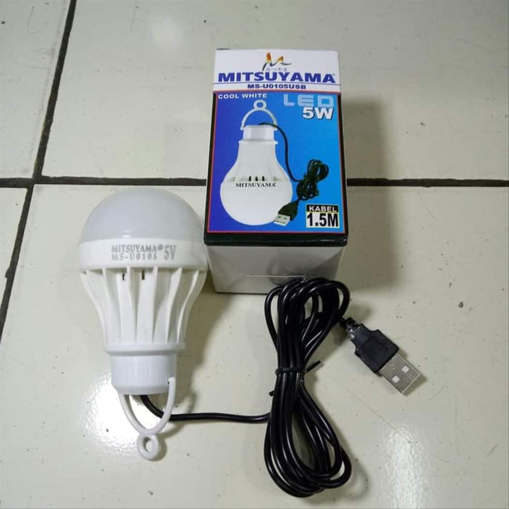 Bola lampu Kabel USB lampu LED 5 Watt panjang kabel USB 1,5 Meter