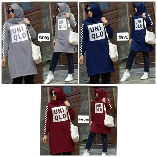 Tunik kaos muslim/tunik kaos panjang wanita/kaos hijabers/kaos full print/tunik spandek adem