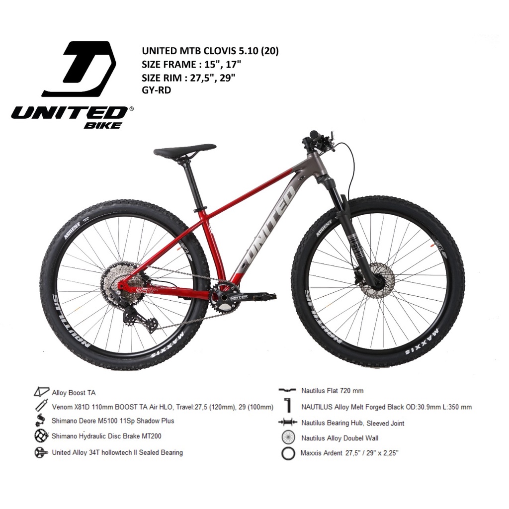 MTB 27.5 29 United Clovis 5.10 11 Speed Sepeda Gunung 27,5 Mountain Bike