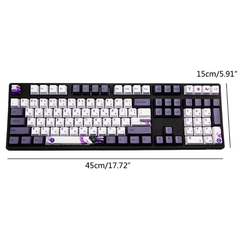 Keycaps Sublimasi PBT Tahan Lama btsg Ungu Datang Keycap 113kunci Aksesoris Pengganti Keyboard Keycap Gaya Cina