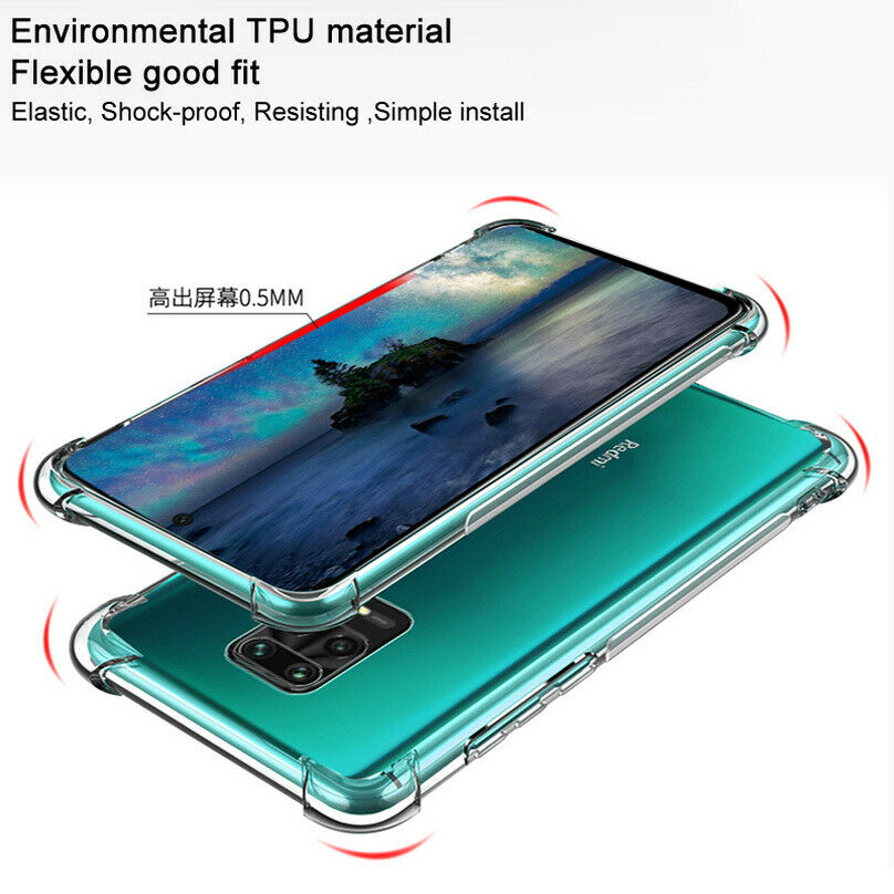 For Xiaomi Redmi Note 9S 9 Pro Max Shockproof Silicone Soft Clear TPU Case Cover