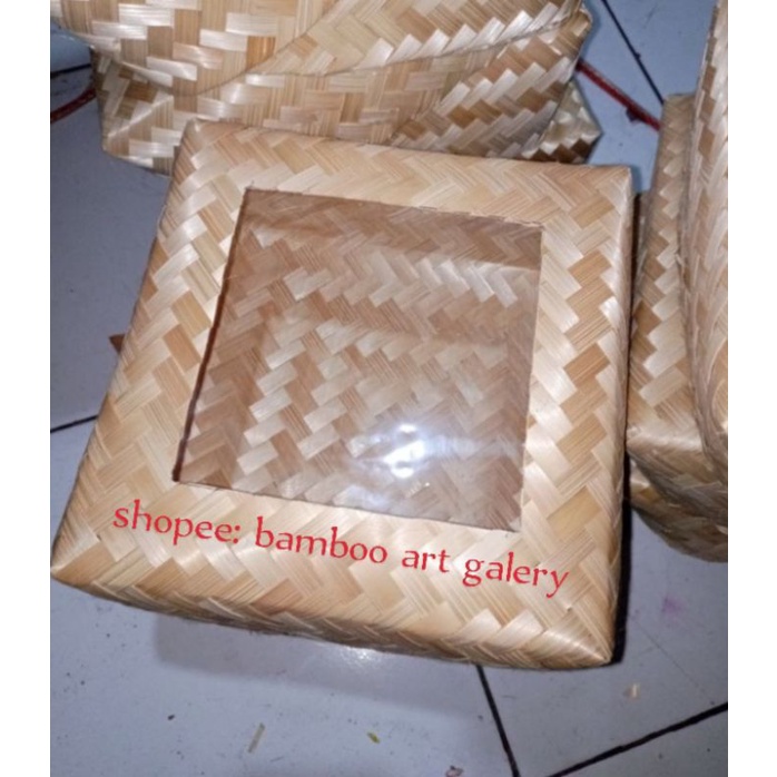

besek natural 20x20 tutup mika
