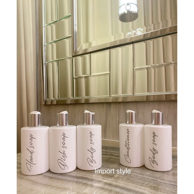 botol PUTIH EXCLUSIVE 250ml silver . aesthetic bottle minimalist refill organizer tempat sabun cair pump estetik