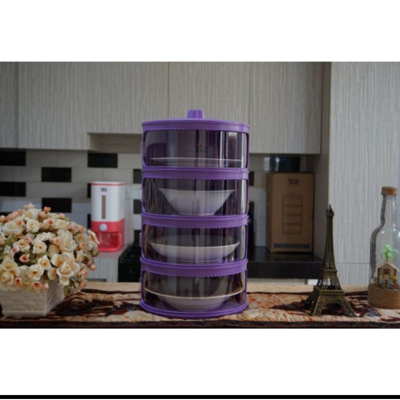 tudung saji 4 susun rakitan serbaguna 4 layer multifungsi  warna ungu