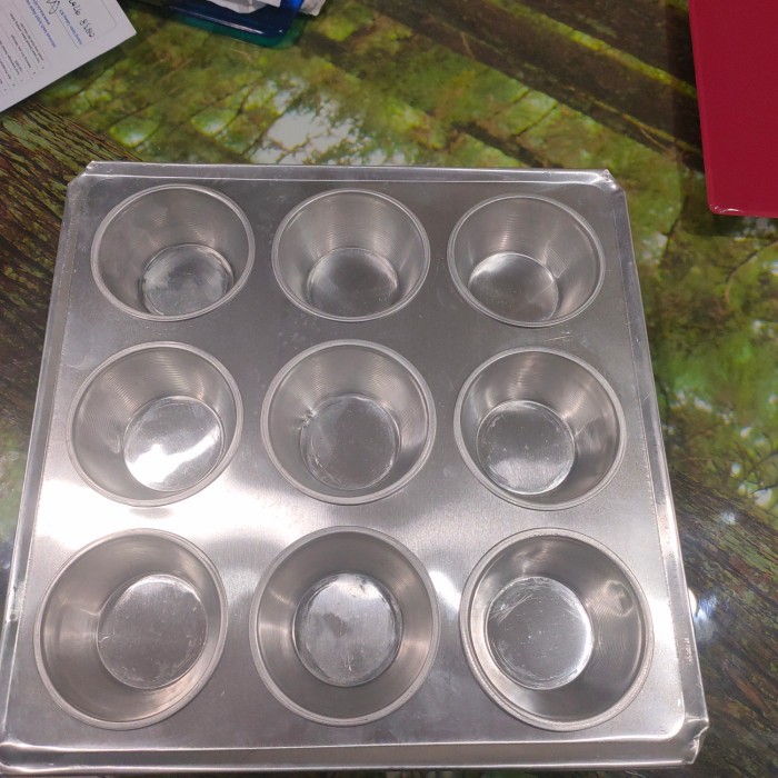 Loyang Cetakan Muffin Cup Cake Mini Pie Cheese Cake 9 lubang Aluminium