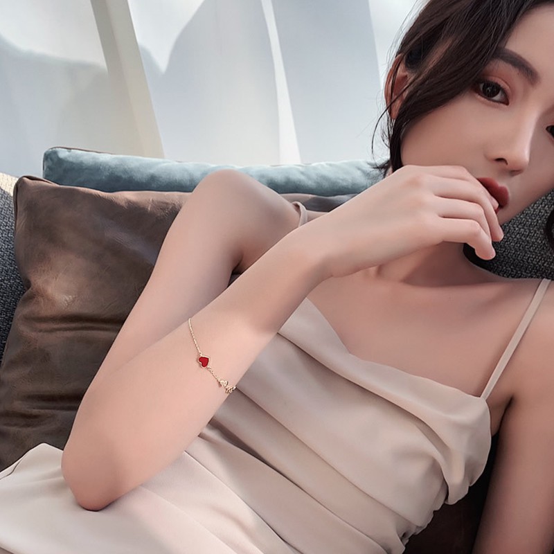 Gelang Wanita Anti Karat Mewah Zirkon Bunga Gelang Berlian Imitasi Emas Fashion