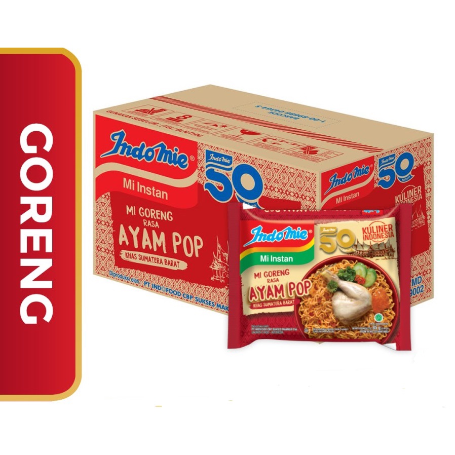 INDOMIE GORENG AYAM POP KHAS SUMATERA BARAT 85GR DUS ISI 40 HALAL