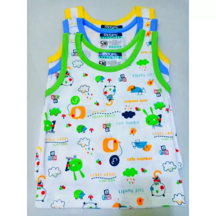 3 PCS Singlet anak -  Kaos Kutung RIDGES Termurah untuk Anak dan Bayi Laki Laki 0 1 2 3 4 5 Tahun