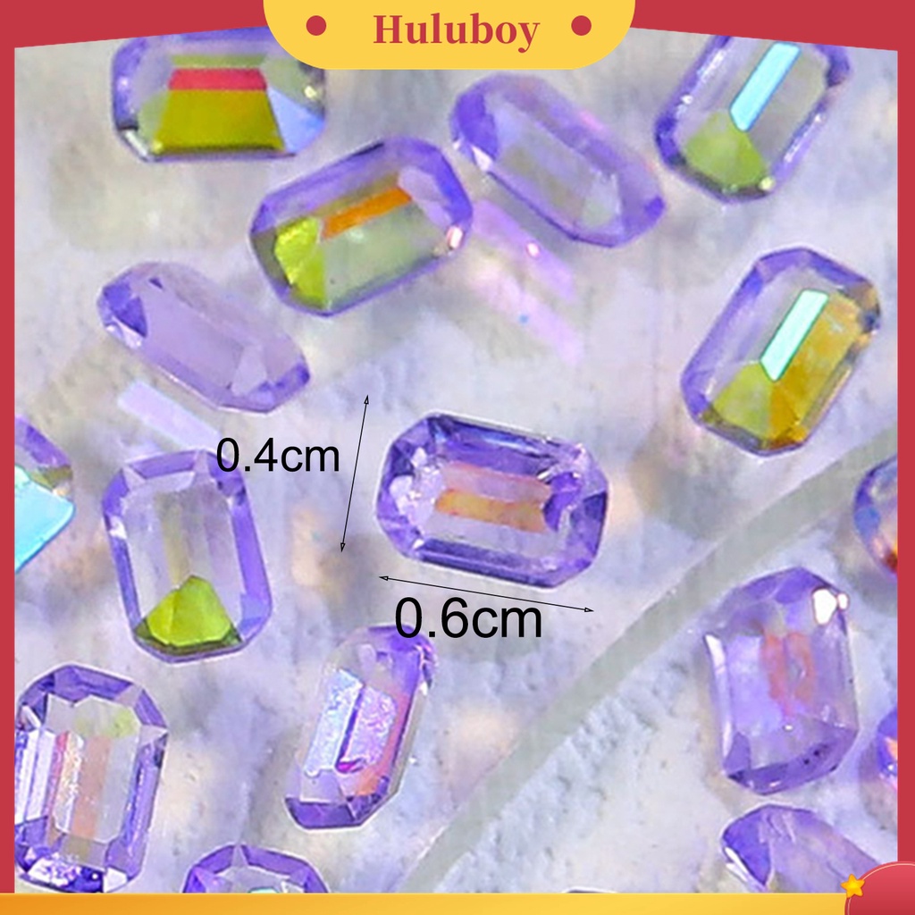 Huluboy Huluboy♡ 100 Pcs Perhiasan Kuku Berlian Imitasi Bentuk Persegi Untuk Wanita