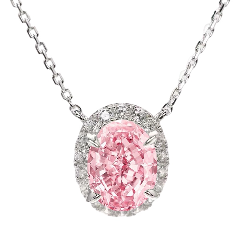 Kalung Liontin Bentuk Oval Bahan Cubic Zirconia AAA Untuk Wanita