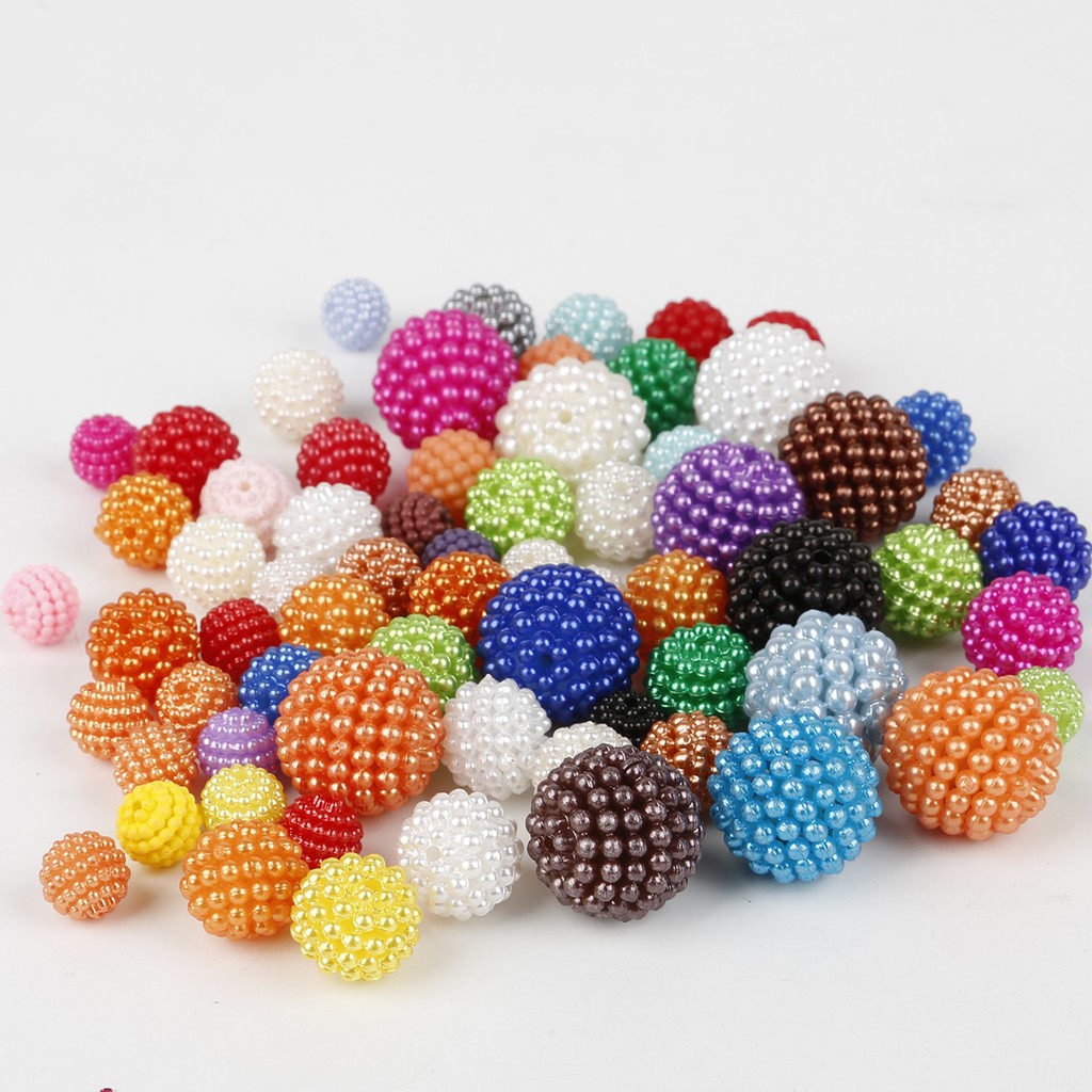 50 Pcs Manik-Manik Bayberry Bulat Bahan Akrilik Ukuran 10mm Untuk Membuat Perhiasan