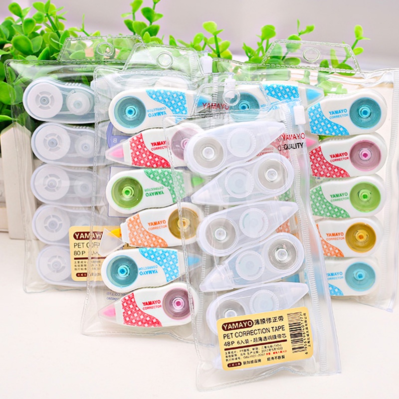 6pcs Correction Tape / Tip Ex Kertas Mini Bahan PET Panjang 3 Meter Untuk Pelajar