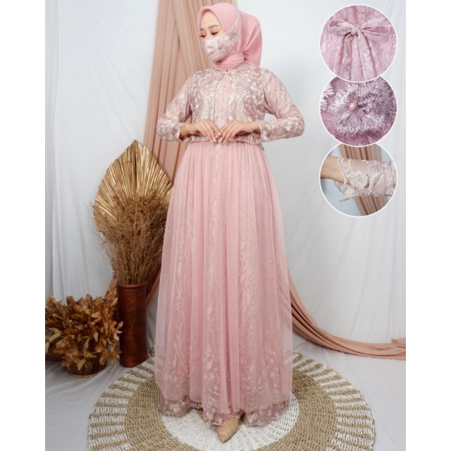 Gamis brokat terbaru //gamis tulle murah//gamis rompi//kebaya pesta//kebaya wisuda