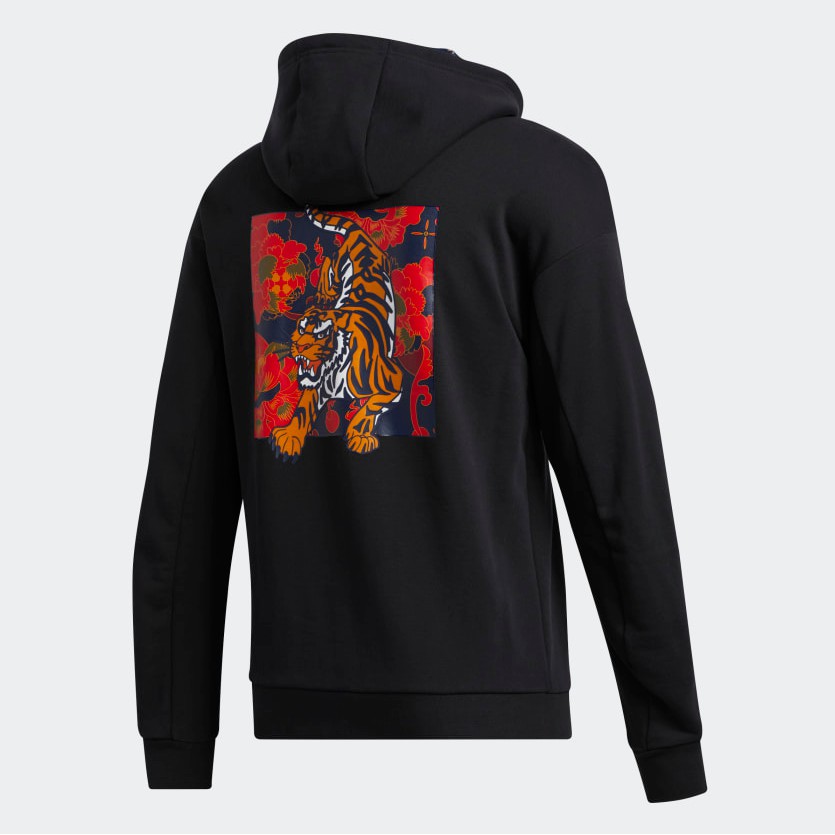 ADIDAS GRAPHIC HOODED SWEATSHIRT A WARM HOODIE WITH TIGER GRAPHICS ORIGINAL