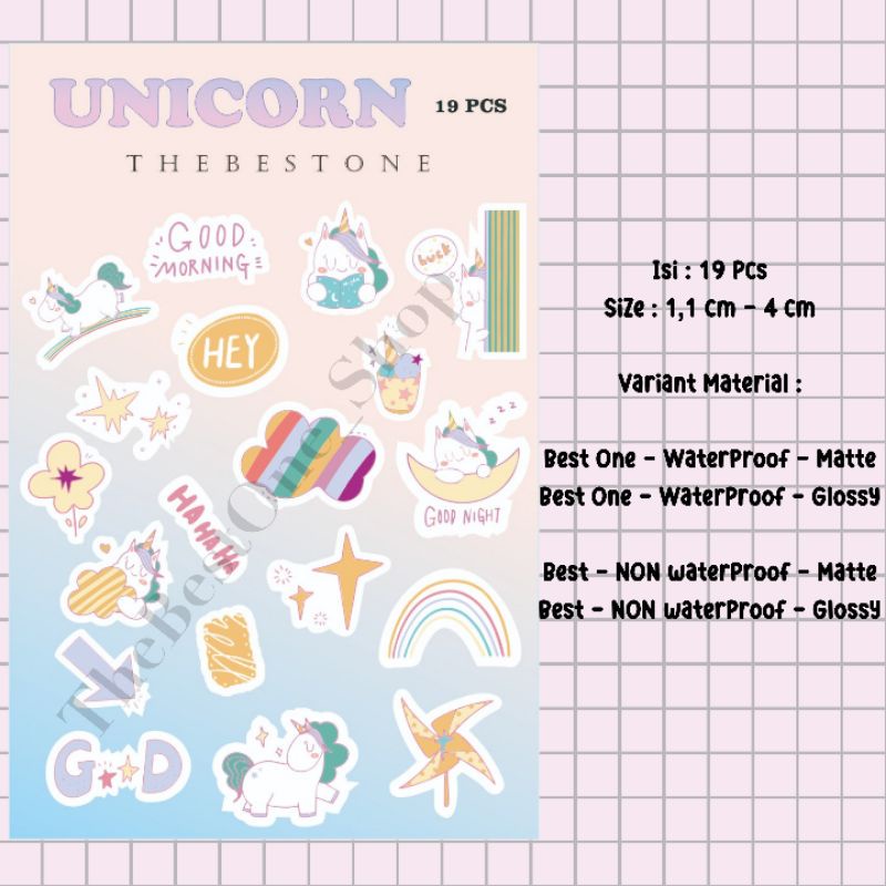 

[ TheBestOne ] Sticker Lucu aesthetic cute UNICORN 19 pcs scrapbook journal
