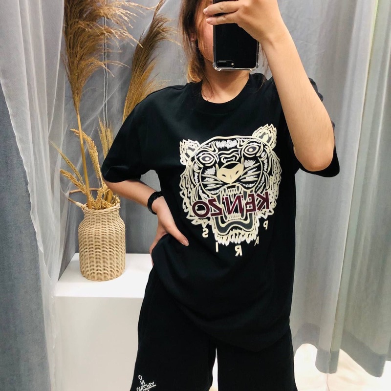 kenzo tshirt maroon cream velvet tiger