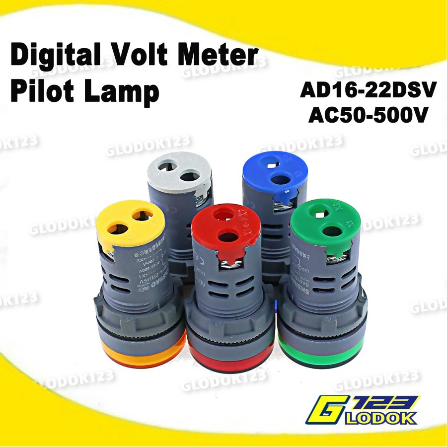 Pilot Lamp LED Dengan Indikator Volt AC 220V AD16-22DSV