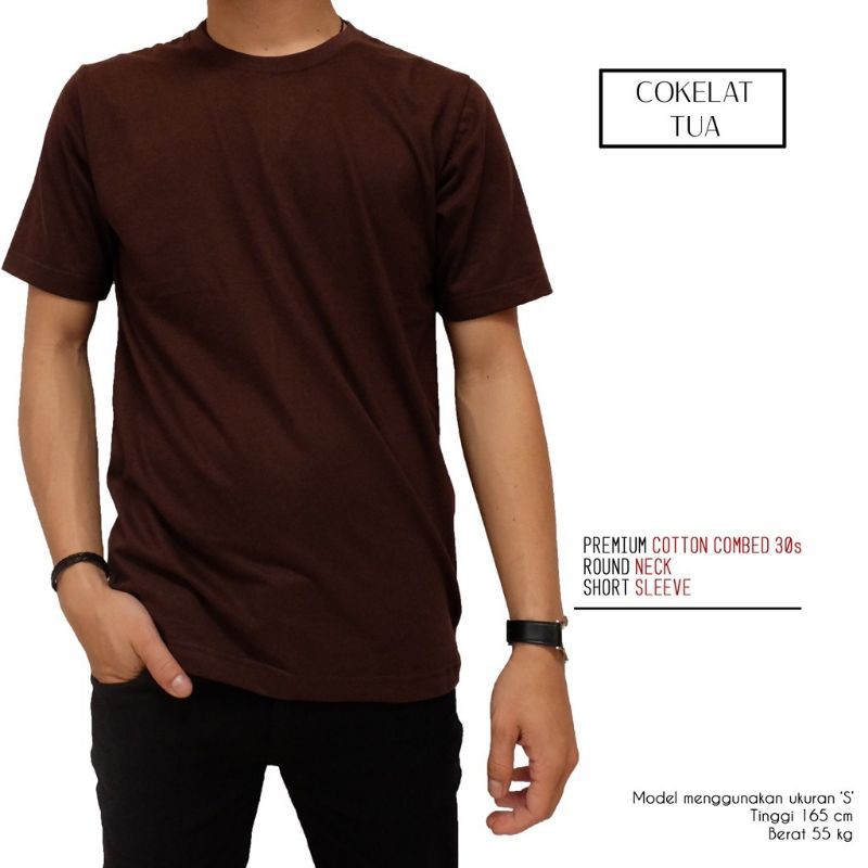 KAOS POLOS PRIA PENDEK PREMIUM COKLAT TUA