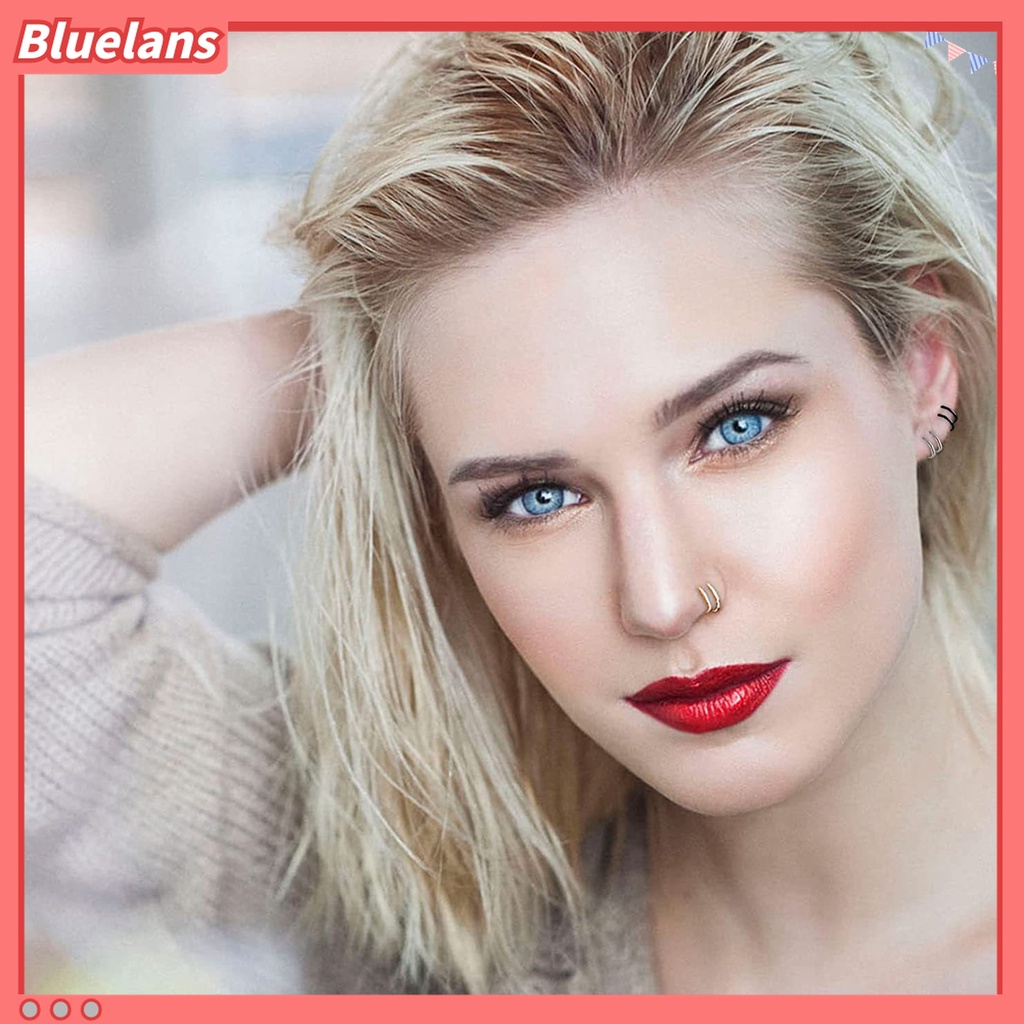 2pcs Cincin Tindik Hidung Bahan Stainless Steel Tahan Korosi Untuk Wanita