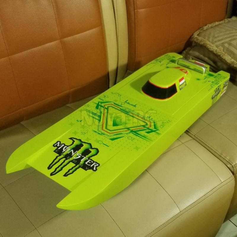 Rc boat hull Catamaran 77x22cm cocok untuk elektrik single motor